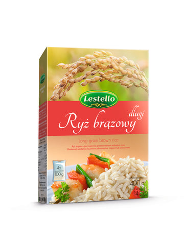 RYŻ BRĄZOWY DŁUGI 4X100G LESTELLO