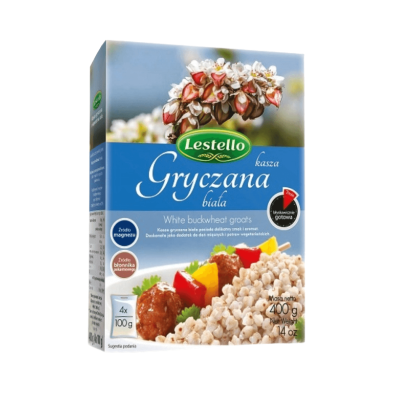 Kasza gryczana biała. Opakowanie o wadze 400g.