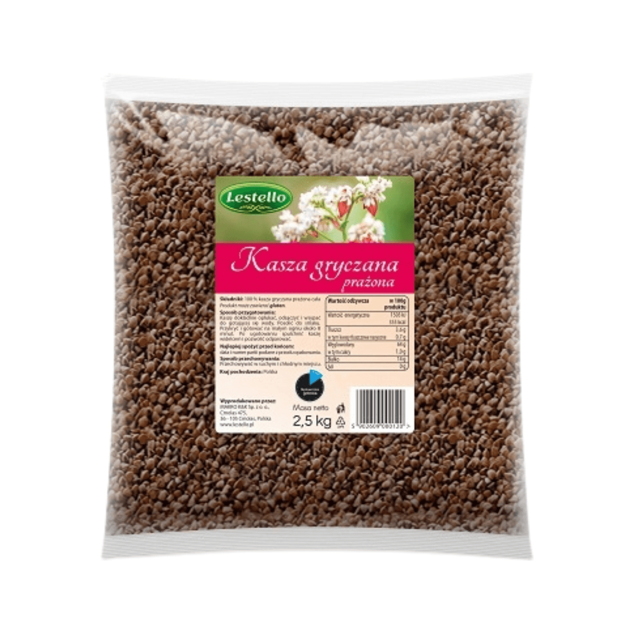 Kasza gryczana prażona o wadze 2.5kg.