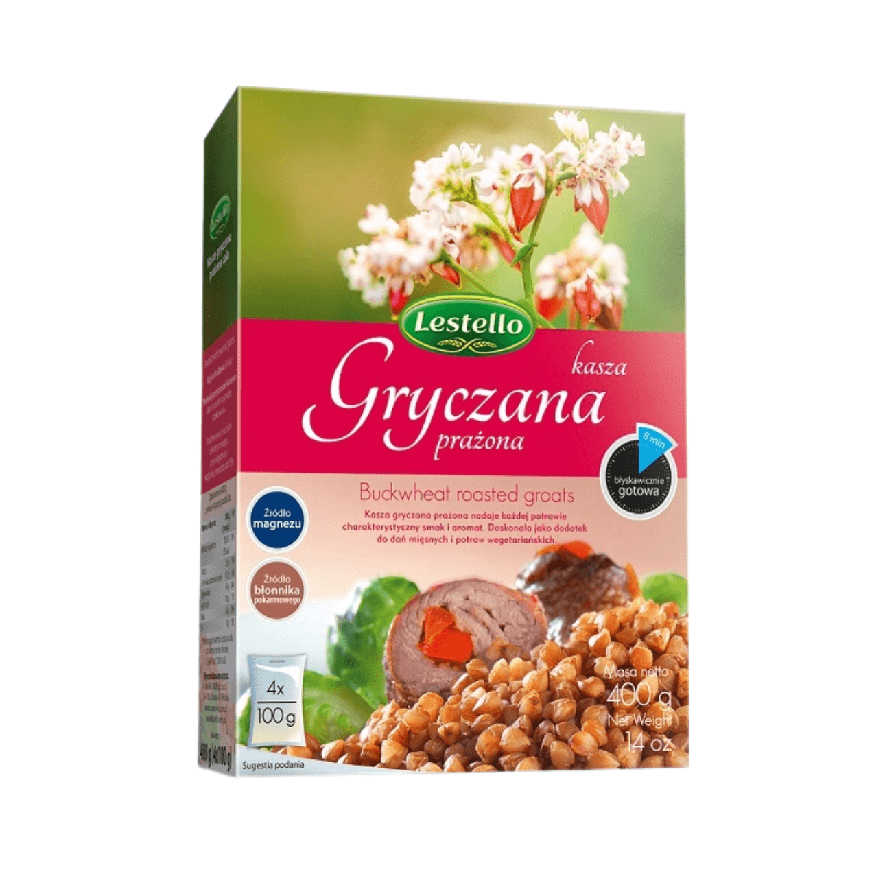 Kasza gryczana prażona. Opakowanie o wadze 400g.