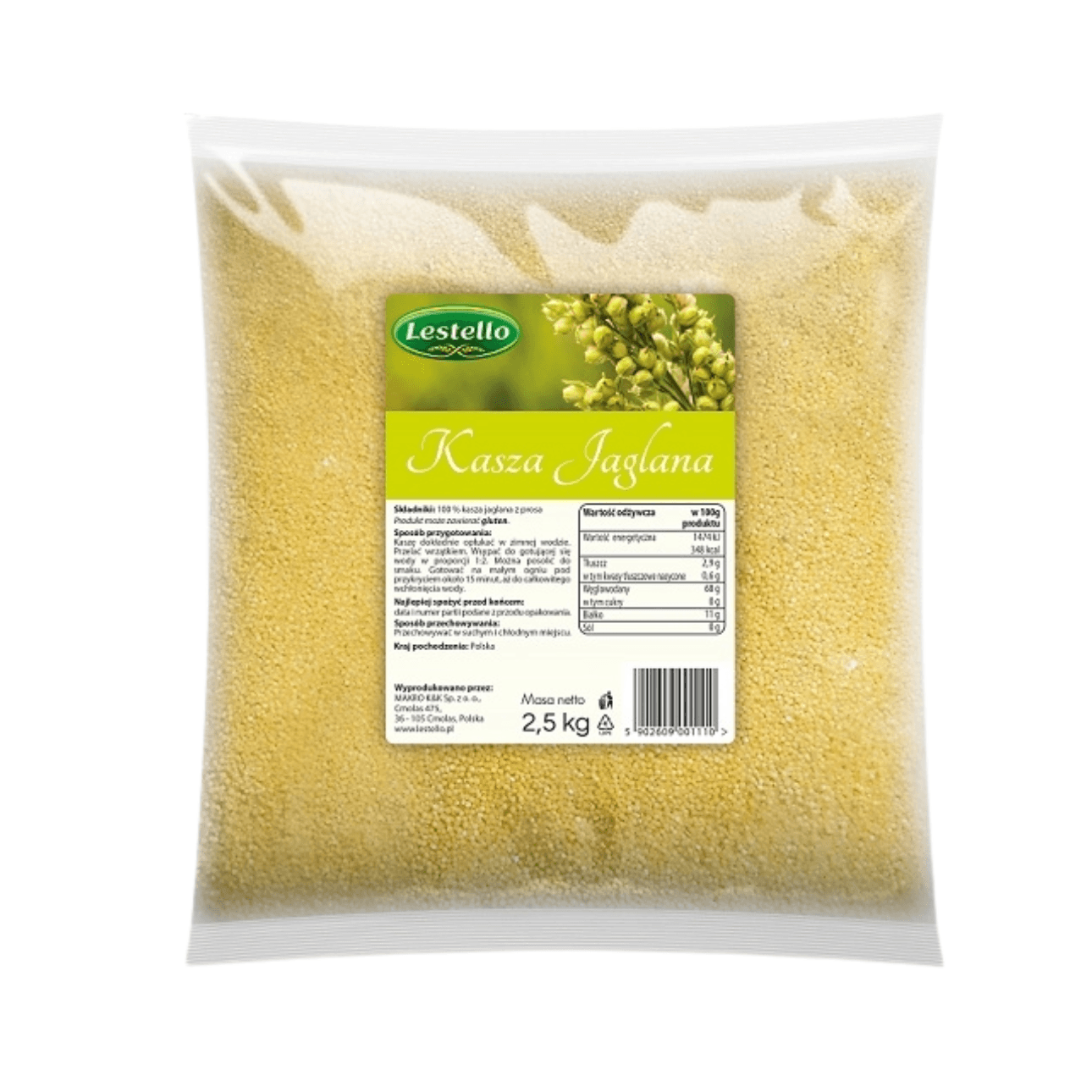 Kasza jaglana. Opakowanie o wadze 2,5 kg.