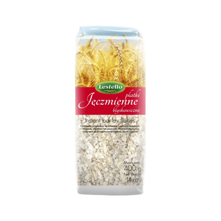 Płatki jęczmienne błyskawiczne. Opakowanie o wadze 400g.