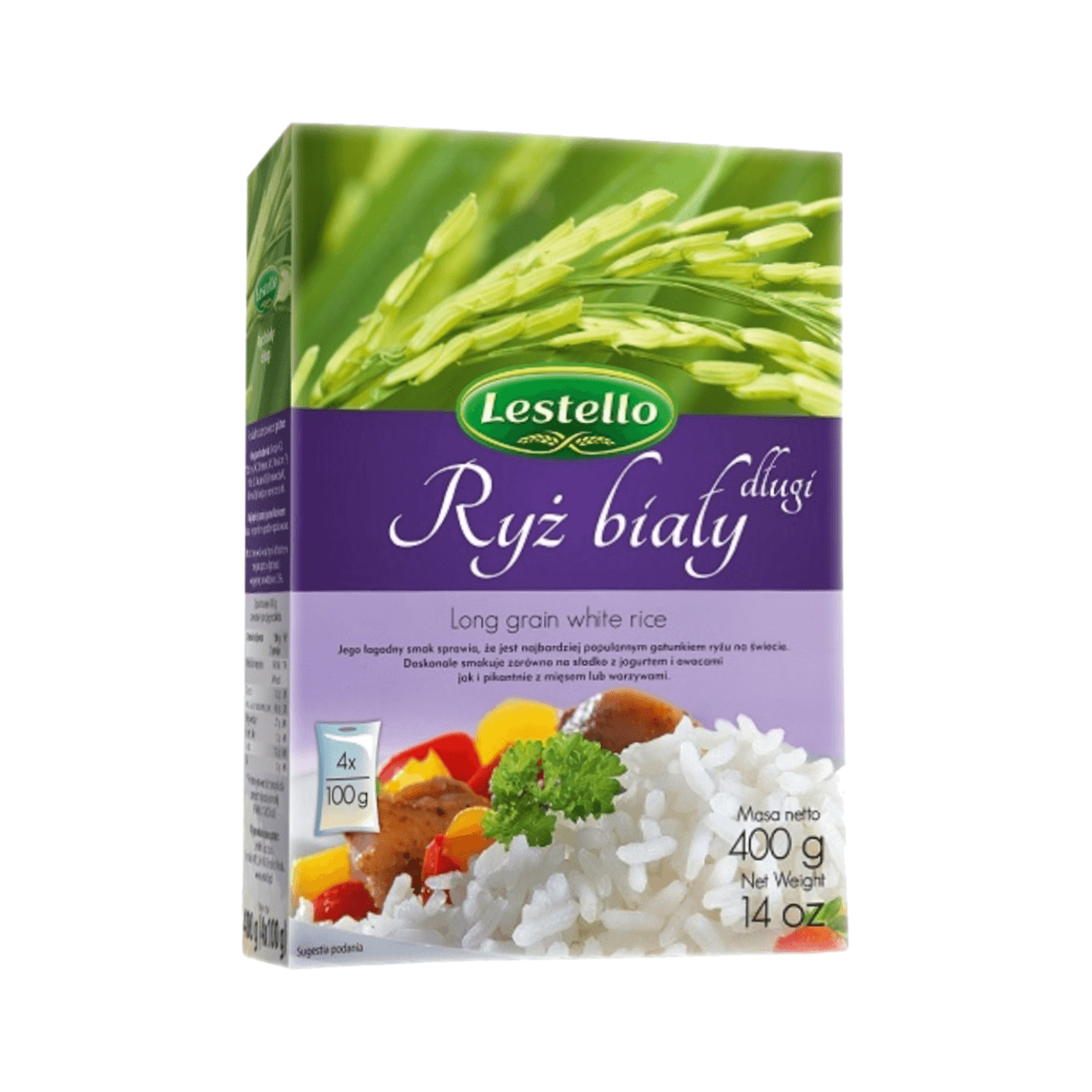 Ryż biały długi. Opakowanie o wadze 400g.