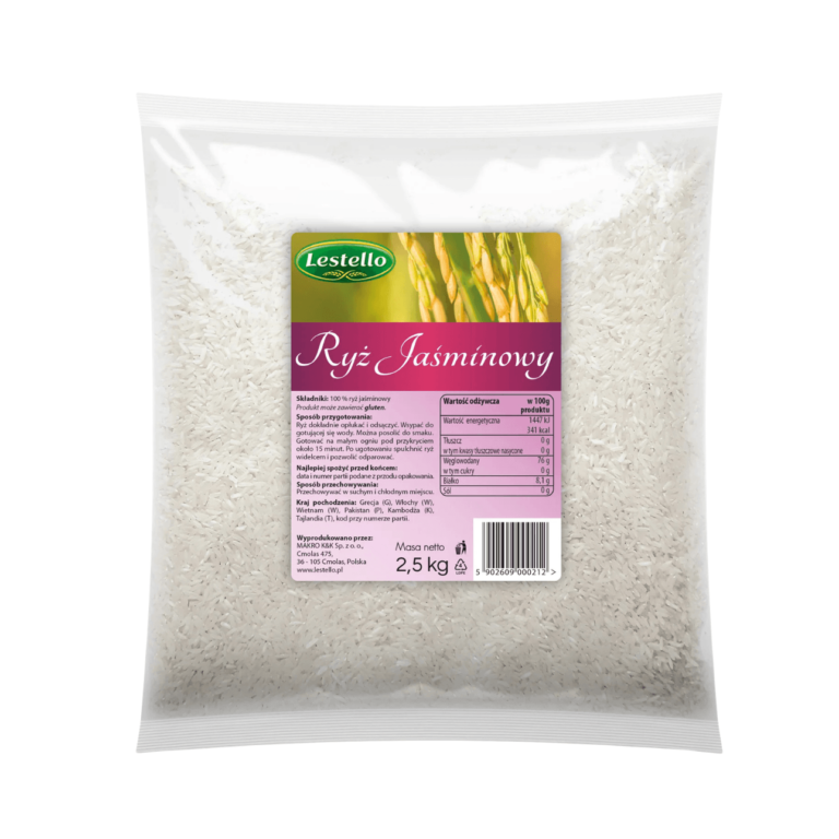 Ryż jaśminowy. Opakowanie o wadze 2,5kg.
